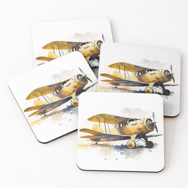 Item preview, Watercolor Vintage Airplane, Old Yellow Plane Digital Art designed and sold by MoonFoxDesign.
