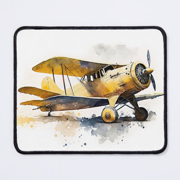 Item preview, Watercolor Vintage Airplane, Old Yellow Plane Digital Art designed and sold by MoonFoxDesign.