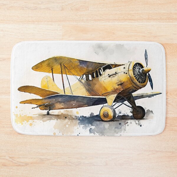 Item preview, Watercolor Vintage Airplane, Old Yellow Plane Digital Art designed and sold by MoonFoxDesign.
