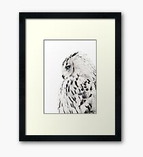White owl print, polar bird Scandinavian art Framed Print