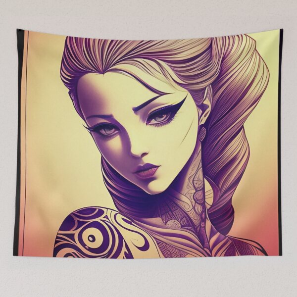 Item preview, Purple Ink Irezumi Woman ( Anime / Ukiyo-e / Traditional Japanese Art Influence ) designed and sold by Ellen Davis.