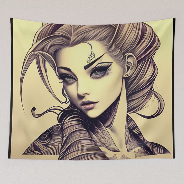 Item preview, Ink Irezumi Woman ( Anime / Ukiyo-e / Traditional Japanese Art Influence ) designed and sold by Ellen Davis.