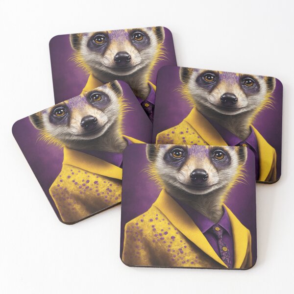 Item preview, Meerkat in suit. Vibrant portrait of a meerkat wearing suit. Animal portrait. designed and sold by ColorfulAnimals.