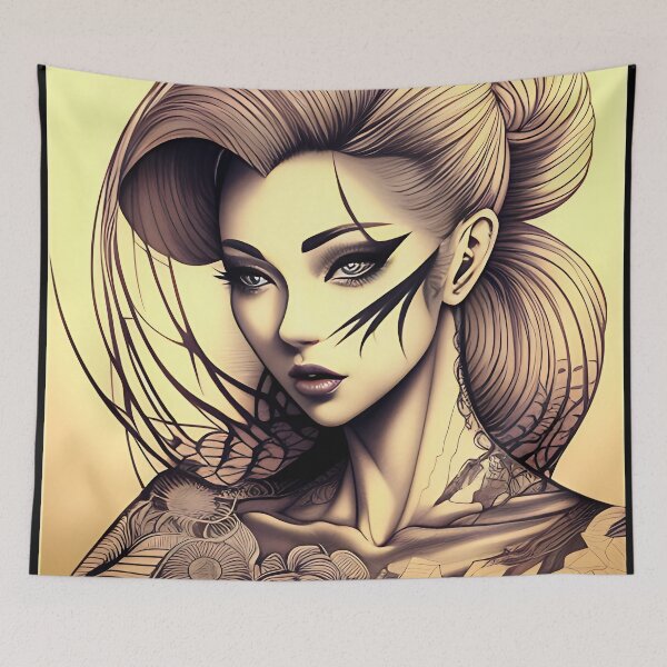 Item preview, Ink Irezumi Woman ( Anime / Ukiyo-e / Traditional Japanese Art Influence ) designed and sold by Ellen Davis.