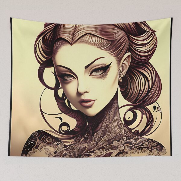 Item preview, Ink Irezumi Woman ( Anime / Ukiyo-e / Traditional Japanese Art Influence ) designed and sold by Ellen Davis.