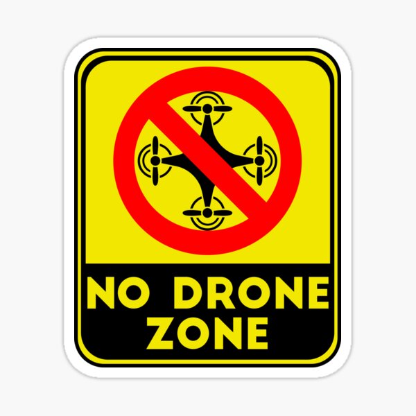 Drone no fly zone sign yellow prohibition Vector Image