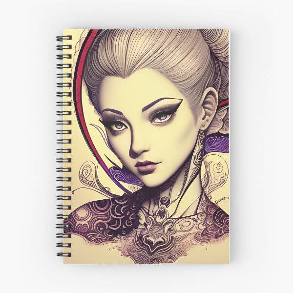 Item preview, Purple and Red Ink Irezumi Woman ( Anime / Ukiyo-e / Traditional Japanese Art Influence ) designed and sold by Ellen Davis.