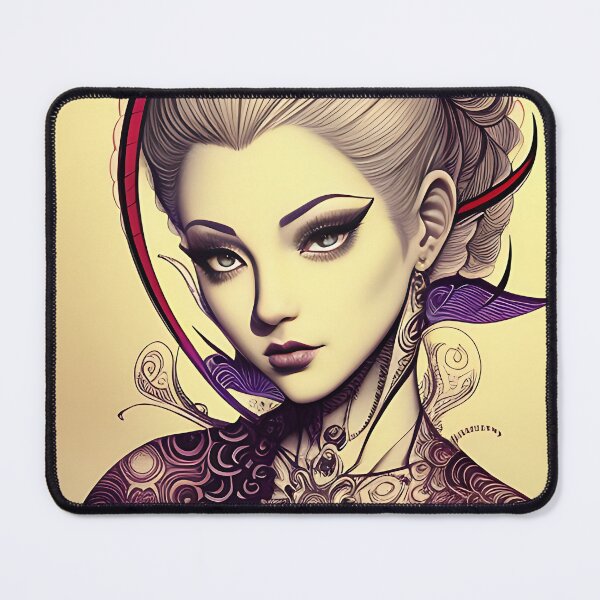 Item preview, Purple and Red Ink Irezumi Woman ( Anime / Ukiyo-e / Traditional Japanese Art Influence ) designed and sold by Ellen Davis.
