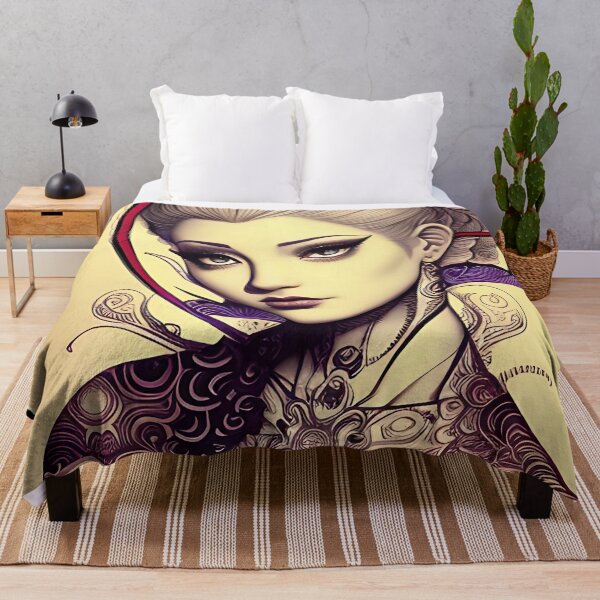 Item preview, Purple and Red Ink Irezumi Woman ( Anime / Ukiyo-e / Traditional Japanese Art Influence ) designed and sold by Ellen Davis.
