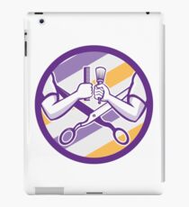 Barber Hand Comb Brush Scissors Circle Retro iPad Case/Skin