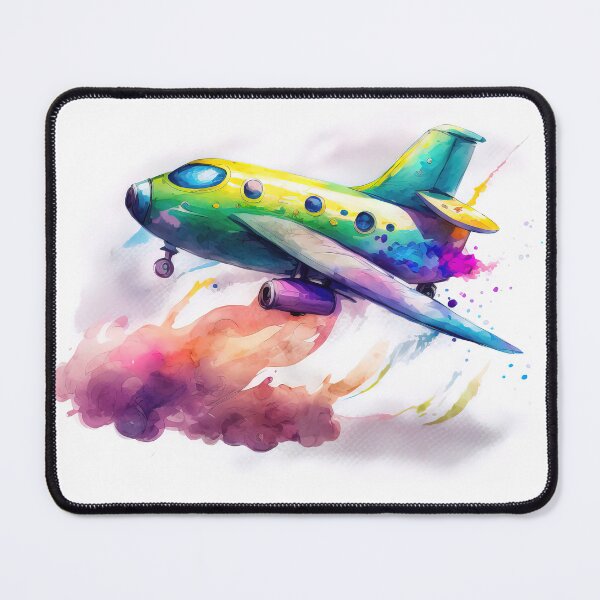 Item preview, Watercolor Cartoon Airplane, Plane, Digital Art for Kids, Bright Colors designed and sold by MoonFoxDesign.