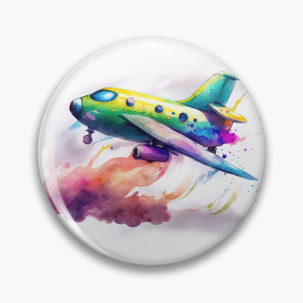 Item preview, Watercolor Cartoon Airplane, Plane, Digital Art for Kids, Bright Colors designed and sold by MoonFoxDesign.
