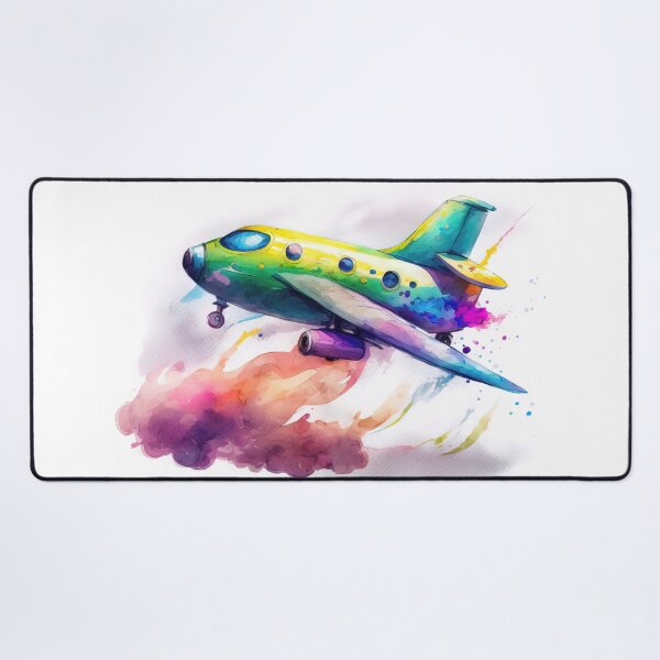 Item preview, Watercolor Cartoon Airplane, Plane, Digital Art for Kids, Bright Colors designed and sold by MoonFoxDesign.