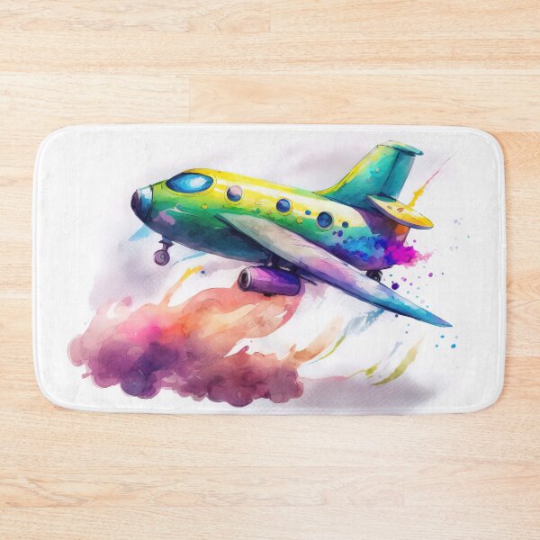Item preview, Watercolor Cartoon Airplane, Plane, Digital Art for Kids, Bright Colors designed and sold by MoonFoxDesign.