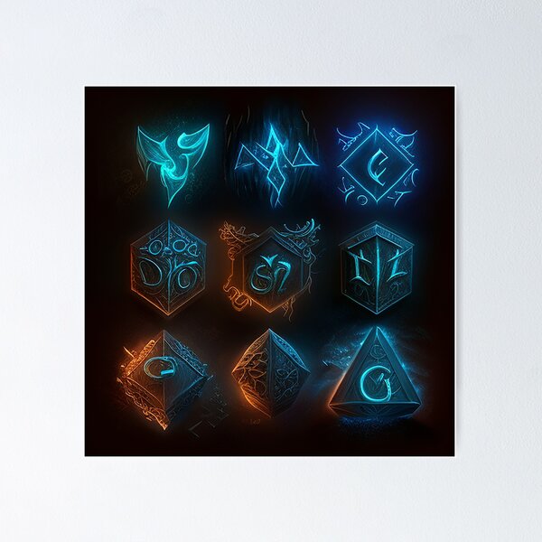 Item preview, 8K Fantasy Mythical Glowing Runes: Enchant Your Collection designed and sold by Zovermind.