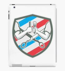 Barber Hand Comb Brush Scissors Shield Retro iPad Case/Skin