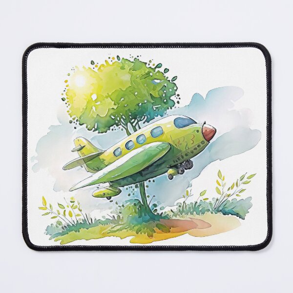 Item preview, Watercolor Cartoon Airplane, Green Plane, Digital Art for Kids designed and sold by MoonFoxDesign.