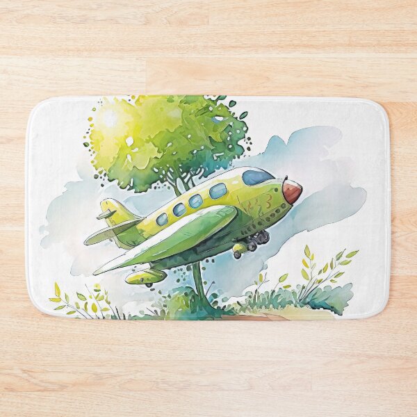 Item preview, Watercolor Cartoon Airplane, Green Plane, Digital Art for Kids designed and sold by MoonFoxDesign.
