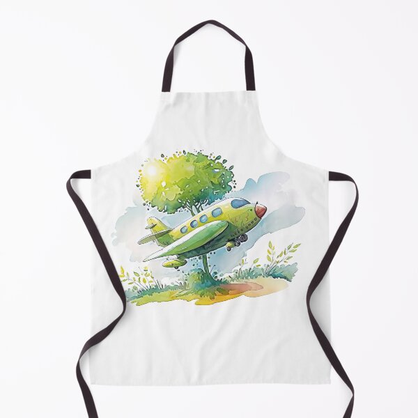 Item preview, Watercolor Cartoon Airplane, Green Plane, Digital Art for Kids designed and sold by MoonFoxDesign.