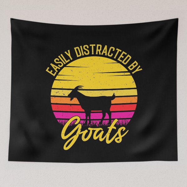 Item preview, Easily Distracted By Goats - Retro Vintage Funny Goat Lovers Gift designed and sold by Creative Angel.