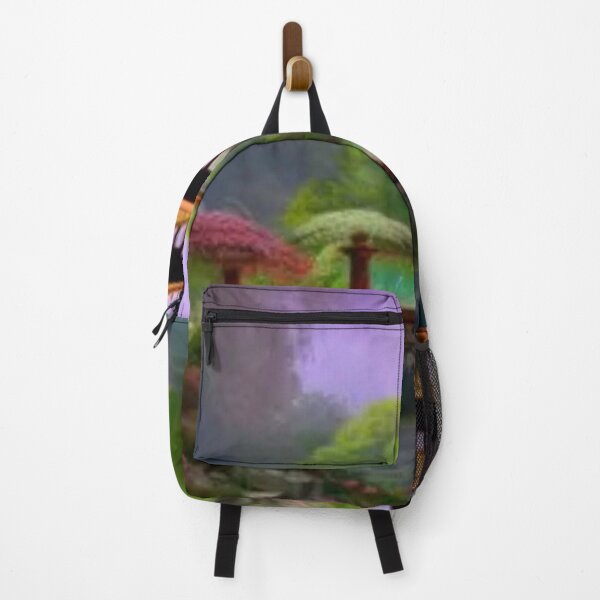Item preview, Pagoda on a Hill Facing A Bridge Over the River with Lush Vegetation Vintage Oil Painting  designed and sold by HanaiPrint.