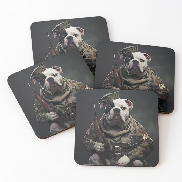 Item preview, Patriotic American Bulldog in Military Uniform with M16 Rifle (8K Resolution) designed and sold by Zovermind.