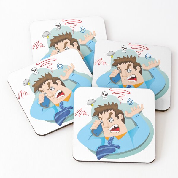 Item preview, Male executive mascot screaming into cell phone, enraged. Ideal for educational and training materials designed and sold by LucianoCosmo.