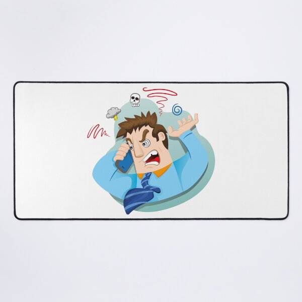 Item preview, Male executive mascot screaming into cell phone, enraged. Ideal for educational and training materials designed and sold by LucianoCosmo.