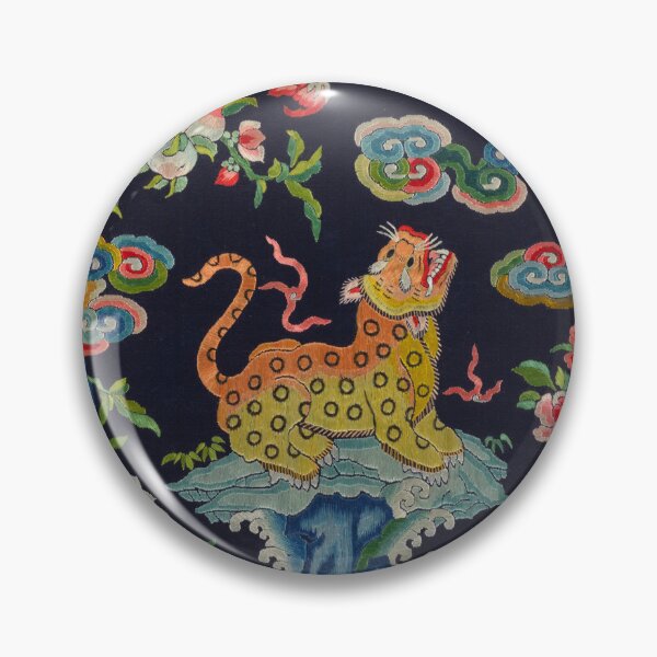 Item preview, Vintage Wild Cat Floral Colourful Embroidery designed and sold by SpiritedArtwork.