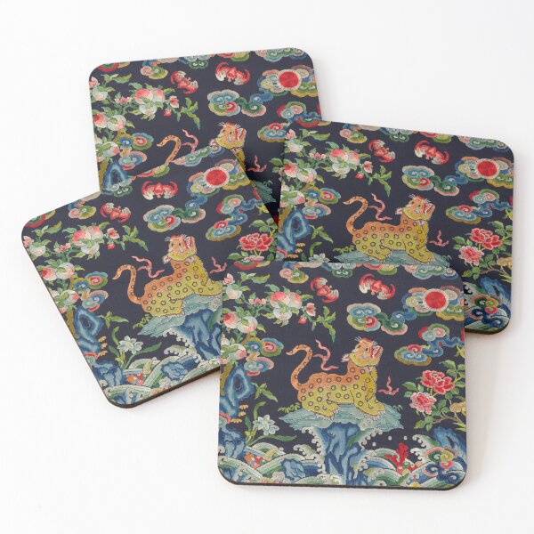 Item preview, Vintage Wild Cat Floral Colourful Embroidery designed and sold by SpiritedArtwork.