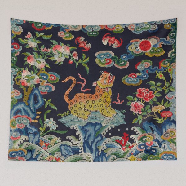 Item preview, Vintage Wild Cat Floral Colourful Embroidery designed and sold by SpiritedArtwork.