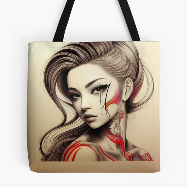 Item preview, Splash of Red Irezumi Woman ( Anime / Ukiyo-e / Traditional Japanese Art Influence ) designed and sold by Ellen Davis.