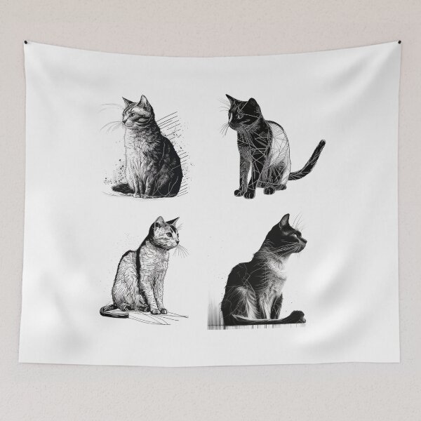 Item preview, Cat Pencil Drawing with Scribble Art designed and sold by The-Fox-Hole.