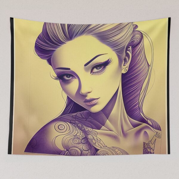 Item preview, Purple Ink Irezumi Woman ( Anime / Ukiyo-e / Traditional Japanese Art Influence ) designed and sold by Ellen Davis.