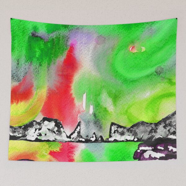 Item preview, Northern Lights and Mountains - Red and Green Palette designed and sold by Niina  Niskanen.