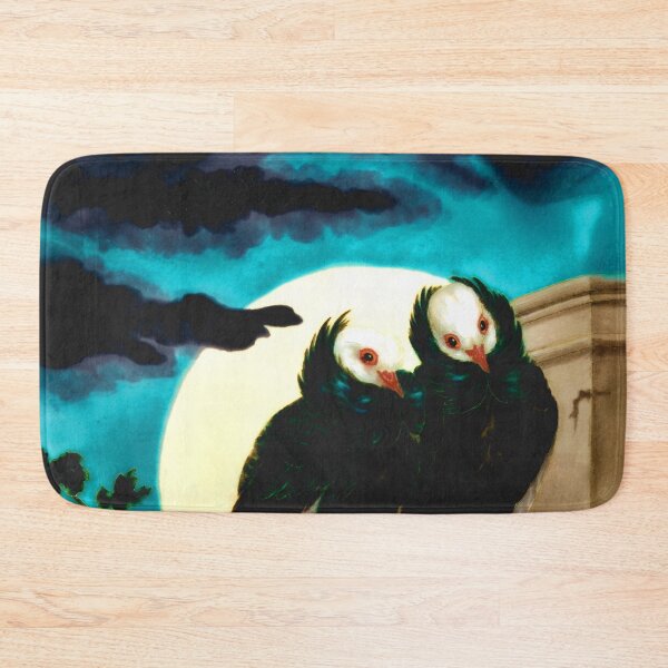Item preview, Vintage painting of two birds, a moon and a stormy night sky designed and sold by SpiritedArtwork.