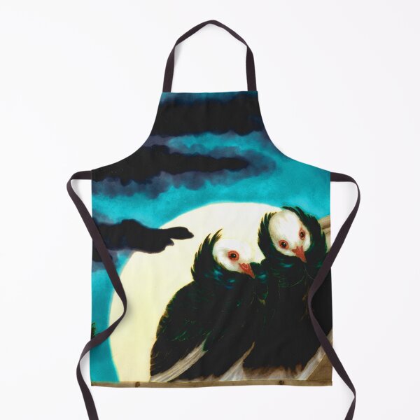 Item preview, Vintage painting of two birds, a moon and a stormy night sky designed and sold by SpiritedArtwork.