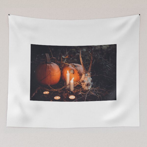 Item preview, Scary, Skull From Haunted Island Pumpkin And White Candles  designed and sold by Harshly.