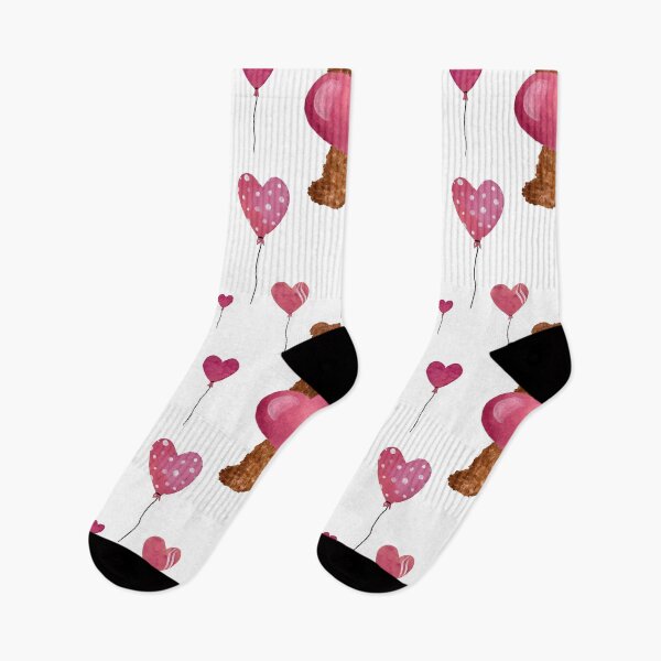 Item preview, Bear heart flower balloon cute pattern watercolor designed and sold by Yana Mustafina | Boho Soulful Designs.
