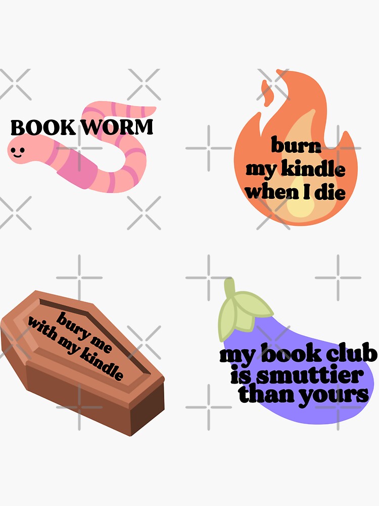 "cute pastel book emojis bundle bookish kindle" Sticker for Sale by