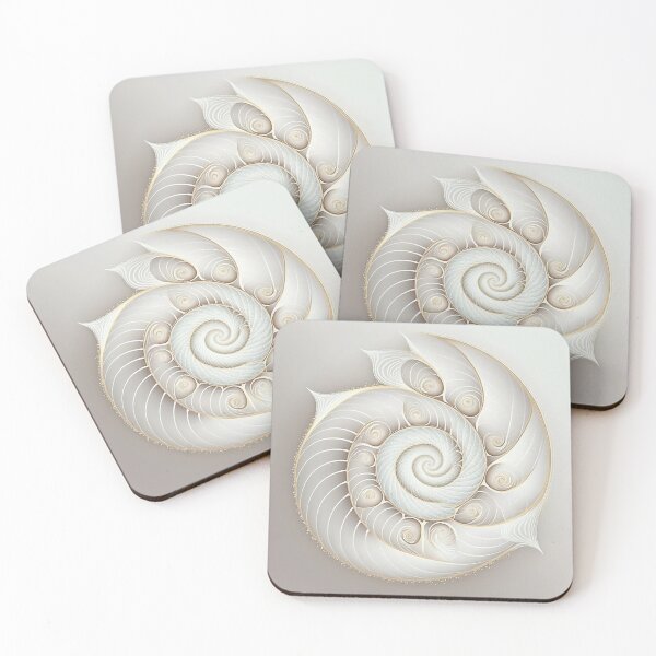 Item preview, White Pearl Fibonacci Golden Ratio Style   designed and sold by RAGANADesign.