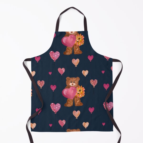 Item preview, Bear heart flower balloon cute pattern watercolor blue designed and sold by Yana Mustafina | Boho Soulful Designs.