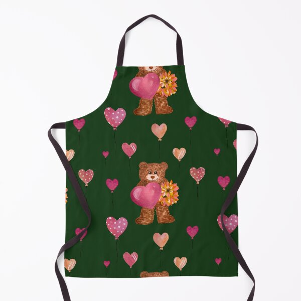 Item preview, Bear heart flower balloon cute pattern watercolor green designed and sold by Yana Mustafina | Boho Soulful Designs.