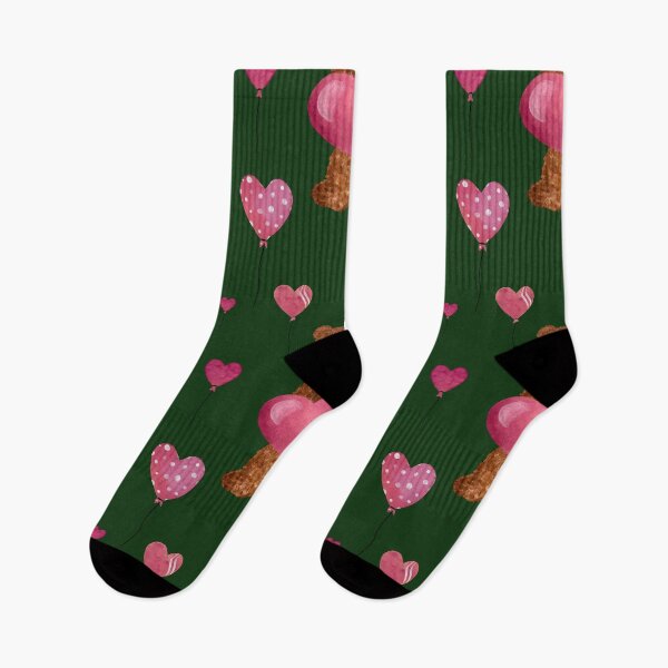 Item preview, Bear heart flower balloon cute pattern watercolor green designed and sold by Yana Mustafina | Boho Soulful Designs.