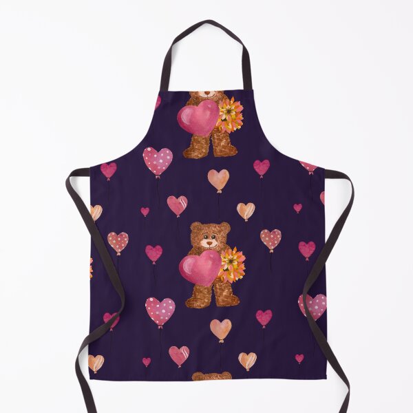Item preview, Bear heart flower balloon cute pattern watercolor violet designed and sold by Yana Mustafina | Boho Soulful Designs.