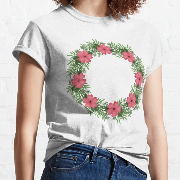 Wreath pink flowers 2 Classic T-Shirt