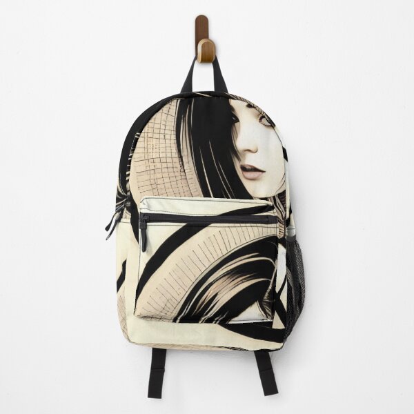 Item preview, Profile Portrait of Irezumi Woman in Circle (Traditional Japanese/Anime Style, Black and White) designed and sold by Ellen Davis.