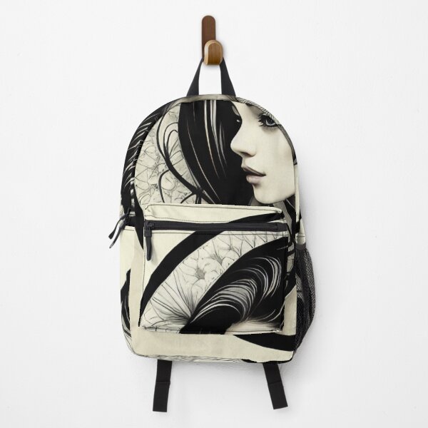 Item preview, Profile Portrait of Irezumi Woman in Circle (Traditional Japanese/Anime Style, Black and White) designed and sold by Ellen Davis.