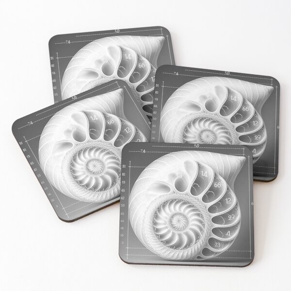 Item preview, White Pearl Fibonacci Golden Ratio Style   designed and sold by RAGANADesign.