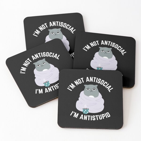 Item preview, I'm Not Antisocial I'm Antistupid - funny Introvert cat designed and sold by ThreadlyAndCo.